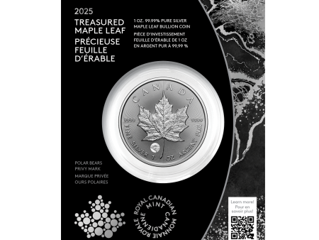 2025 Canada $5 Treasured Silver Maple Leaf: Polar Bears Privy Mark Pure Silver (No Tax) Sale