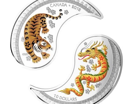 RDC 2018 Canada $10 Tiger and Dragon Yin and Yang Fine Silver Coins (No Tax) toning Online Hot Sale