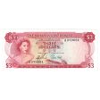 Bahamas Note, Pick #19a 1965 3 Dollars, 2 Signatures, EF-AU (EF-45) Writing Cheap