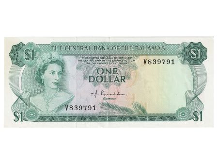 Bahamas 1974 1 Dollar Note, Pick #35a, EF (Stain) Supply