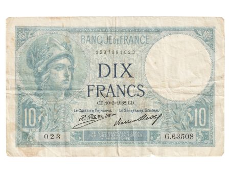 France 1932 10 Francs Note, Pick #73d, VF For Sale