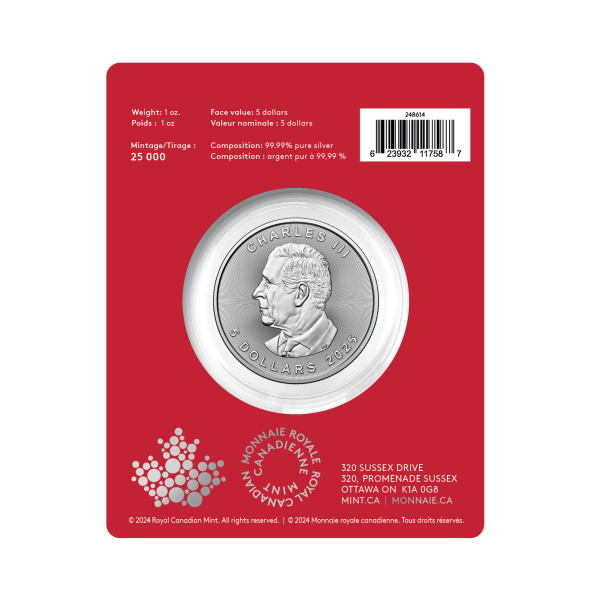 2025 Canada $5 Treasured Maple Leaf: Year of the Snake Privy Mark Pure Silver (No Tax) Sale