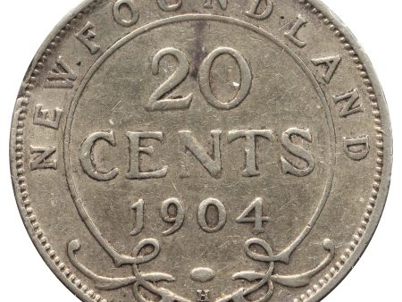 1904H Newfoundland 20-cents F-VF (F-15) Scratched, cleaned, or impaired Cheap