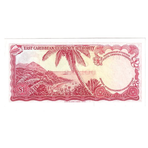 East Caribbean States Note, Pick #13o 1965 1 Dollar, &quotV" Overprint, AU (AU-50) Tear Hot on Sale