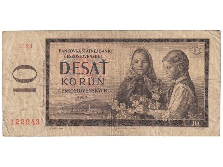 Czechoslovakia 1960 10 Korun Note, Pick #88a, Series F, F Hot on Sale