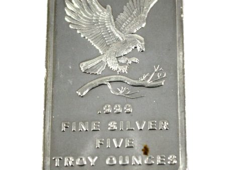 SilverTowne Eagle Design 5oz .999 Silver Bar (No Tax) Lightly Toned Discount