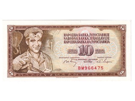 Yugoslavia 1968 10 Dinara Note, Pick #82b, AU-UNC Cheap