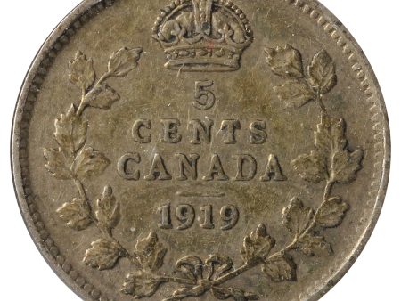 1919 Canada 5-Cents, F-VF (F-15) Scratched, Cleaned or Impaired. Online Hot Sale