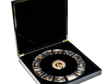 RCM Chinese Lunar Gold-plated Cupronickel 13-medallion Set in Collector Case (Impaired) For Discount