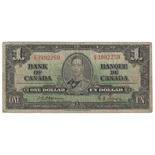 BC-21a 1937 Canada $1 Osbourne-Towers, E A, F-12 For Sale