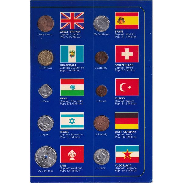 Set of 20x Assorted Coins in Coins of the World Blue Folder (Issues) Supply