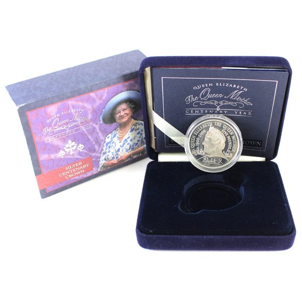 Great Britain 2000 5 Pounds The Queen Mother Centenary Silver Proof in Case (Issues) Supply