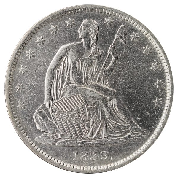 1839 Drapery USA Half Dollar Extra Fine (EF-40) $ For Sale