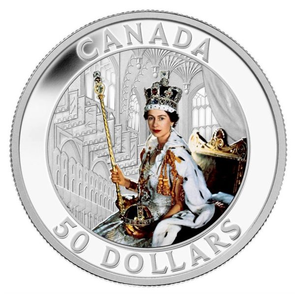 RDC 2013 Canada $50 Queen s Coronation 5oz Fine Silver (No Tax) scratched capsule Cheap