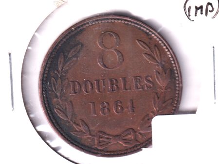 Guernsey 1864 8 Doubles Extra Fine (EF-40) Impaired Fashion