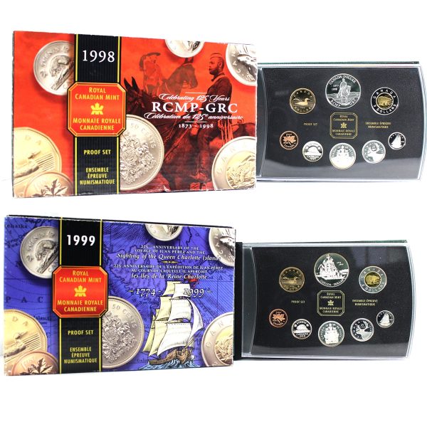 Pair of 1998 & 1999 Canada Proof Double Dollar Sets, 2Pcs (See text) Sale