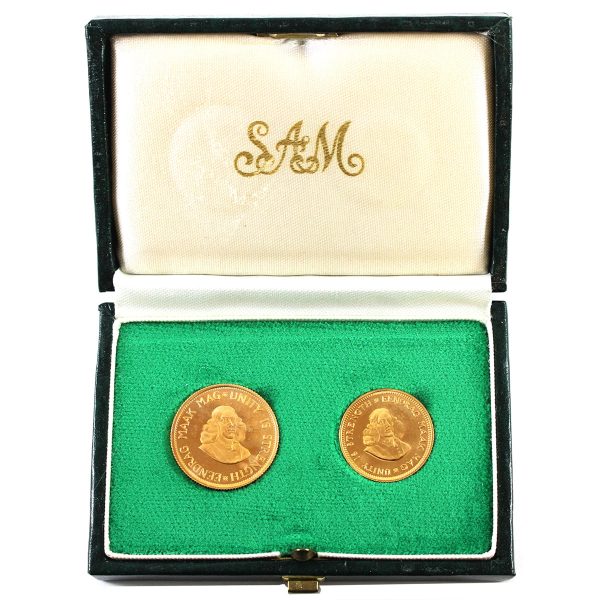 South Africa 1980 2-coin Gold Proof Set in Original Case (Toning, case minor damage) Online now