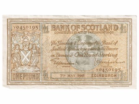 Scotland 1941 Bank of Scotland 1 Pound Note, SC103b, VF-EF Fashion