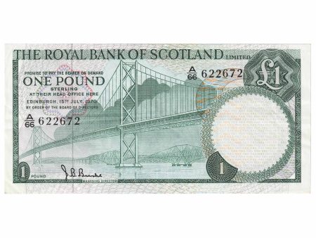 Scotland 1970 Royal Bank of Scotland 1 Pound Note, SC814b, EF For Cheap