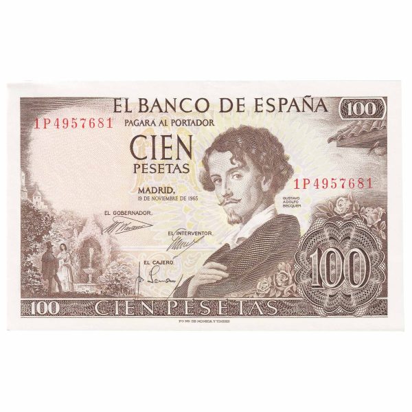 Spain 1965 100 Pesetas Note, Pick #150, UNC Online now