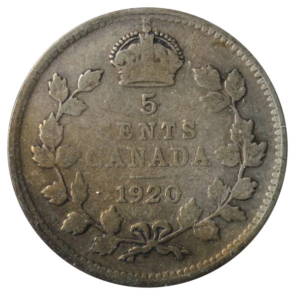 1920 Canada 5-Cents G-VG (G-6) Scratched, Cleaned or Impaired. Supply