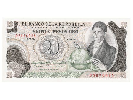 Colombia 1983 20 Pesos Oro Note, Pick #409d, UNC Fashion