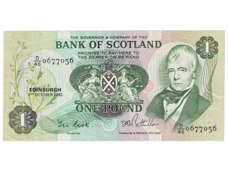 Scotland 1983 Bank of Scotland 1 Pound Note, SC109e, AU Supply