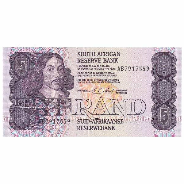 South Africa 1900-94 5 Rand Note, Pick #119e, Signature 7, EF-AU Sale