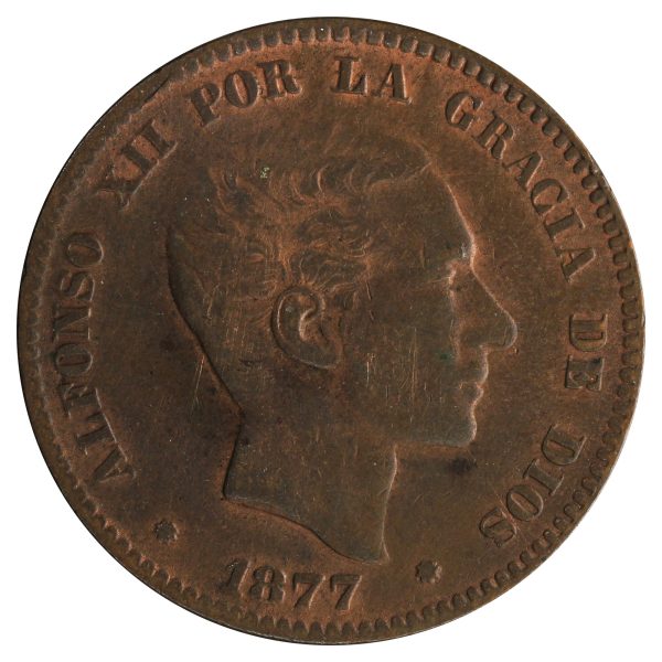 Spain 1877 10 Centimos VF-EF (VF-30) Hot on Sale