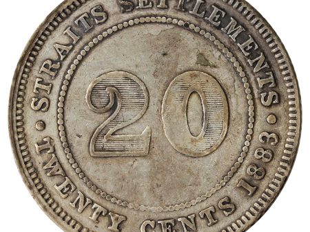 Straits Settlements 1883 20 Cents Very Fine (VF-20) $ Cheap