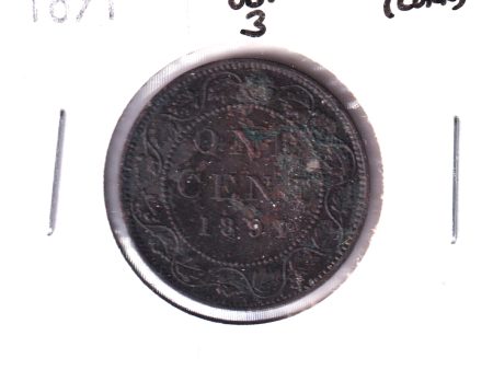 1891 SDSL Obv. 3 Canada 1-cent VF-EF (VF-30) Corrosion Hot on Sale