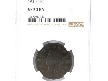 1819 Small Date USA Cent NGC Certified VF-20 Brown For Sale