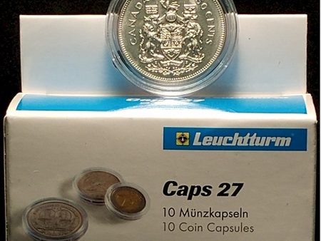 10 x Round Plastic Coin Capsules for Canadian 50-cents 1969-Date (27mm) For Sale