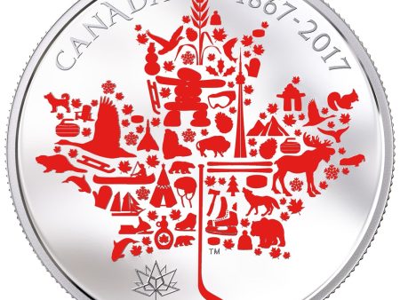 RDC 2017 $50 Canadian Icons 5oz. Pure Silver Coloured Coin (No Tax) impaired Online Hot Sale