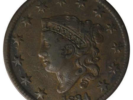 1834 Small 8, Large Stars, Medium Letters USA Cent Very Fine (VF-20) $ Supply