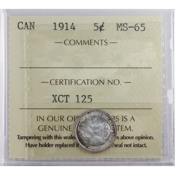 1914 Canada 5-cents ICCS Certified MS-65 (XCT 125) Online Hot Sale