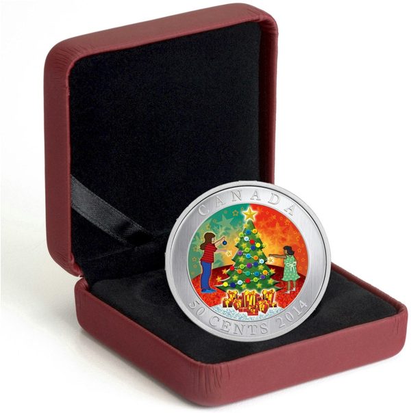 RDC 2014 Canada 50-cent Christmas Tree Cupronickel Lenticular Coin (damaged sleeve) For Sale