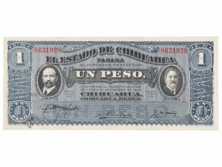 Mexico El Estado de Chihuahua 1914 Un Peso Note, Pick #529g, VF For Cheap