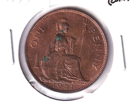 Great Britain 1951 Penny UNC+ (MS-62) Corrosion For Discount