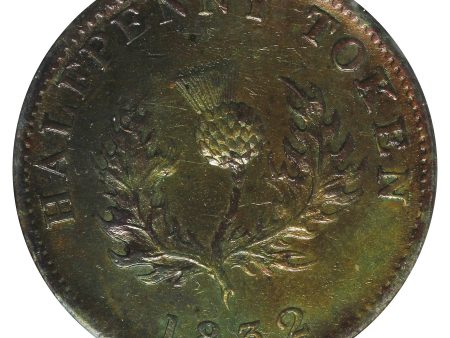 NS-1D3 1832 Nova Scotia Halfpenny Token EF-AU (EF-45) Cleaned For Cheap