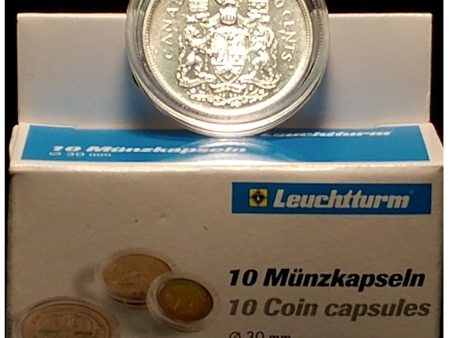 10 x Round plastic coin capsules for Canadian 50-cents Silver (30mm). Online