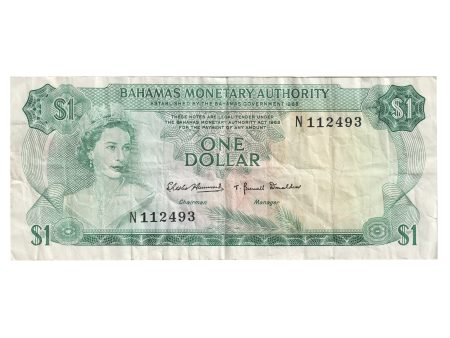 Bahamas 1968 1 Dollar Note, Pick #27a, F-VF (Tear) Sale