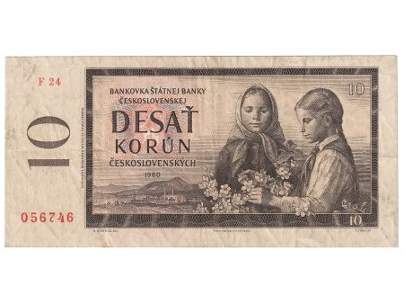 Czechoslovakia 1960 10 Korun Note, Pick #88a, Series F, VF Supply