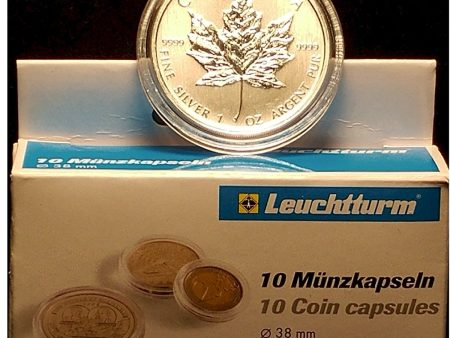 10 x Round Plastic Coin Capsules for Canadian Silver Maple Leaf (38mm) on Sale