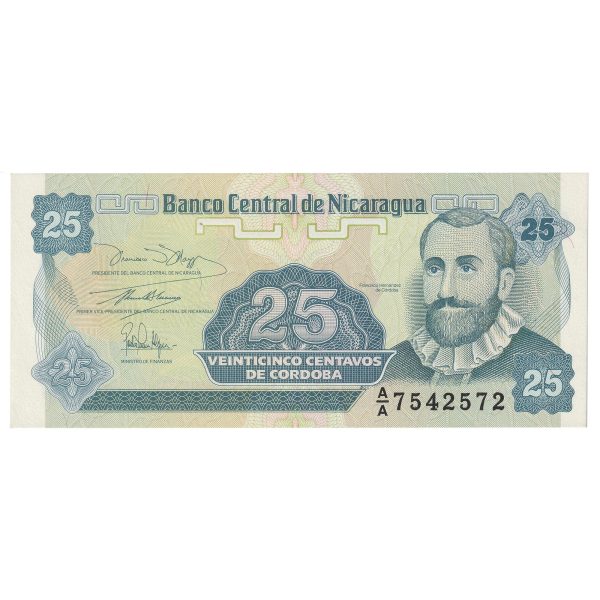 Nicaragua No Date (1991) 25 Centavos Note, Pick #170a, UNC Sale