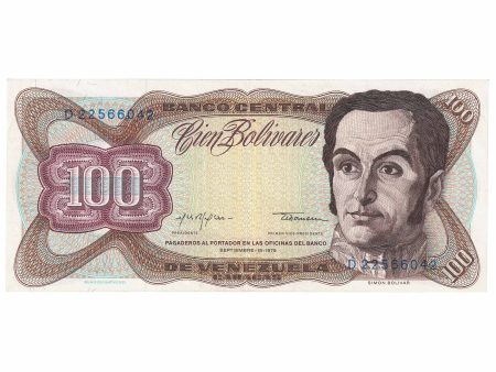 Venezuela 1979 100 Bolivares Note, Pick #55f, EF-AU Online now