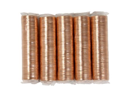 Lot of 5x 2010 Non-magnetic Canada 1-cent Original Rolls of 50Pcs (Some double headed) For Cheap