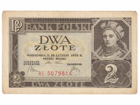 Poland 1936 2 Zlote Note, Pick #76, EF-AU Sale