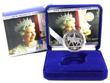 2002 Great Britain 5 Pounds QEII Golden Jubilee Sterling Proof in Case (Light issues) Online Hot Sale