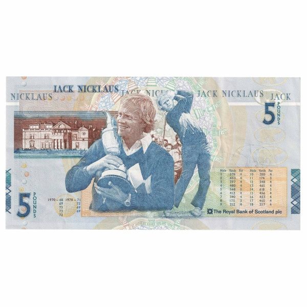 Scotland 2005 Royal Bank of Scotland 5 Pound Note, SC847, Jack Nicklaus, Circ For Sale